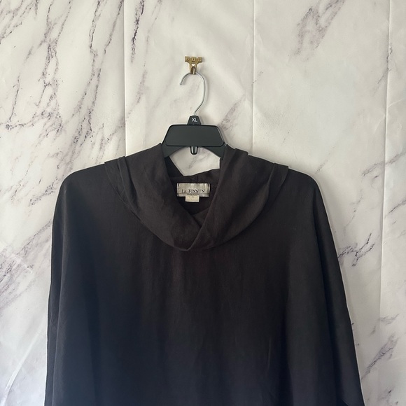 VTG 90s LA FIXSUN LINEN TUNIC LAGENLOOK TOP BLACK WOMENS XL MADE IN USA - Picture 7 of 9